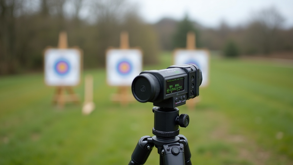 A chronograph set up downrange at an archery range